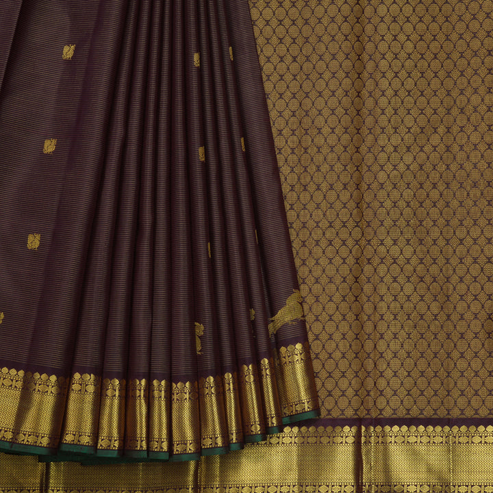 Hayagrivas Handloom Deep Plum Purple Kanjivaram Silk Saree KBF384F3-1