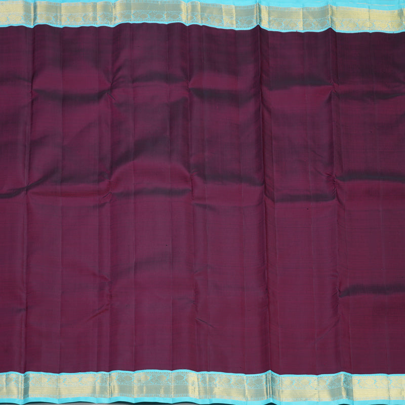 Hayagrivas Handloom Wine Purple Kanjivaram Silk Saree with Ice Blue Border KBF385F1-2