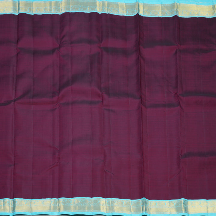 Hayagrivas Handloom Wine Purple Kanjivaram Silk Saree with Ice Blue Border KBF385F1-2