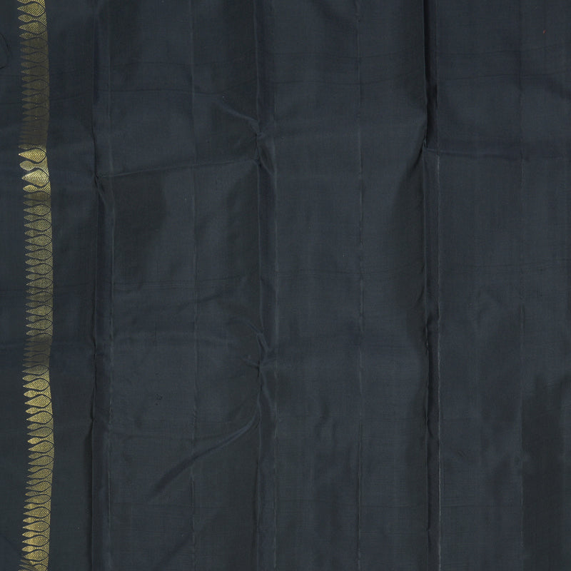 Hayagrivas Handloom Orange Kanjivaram Silk Saree with Black Border KBF386F1-1