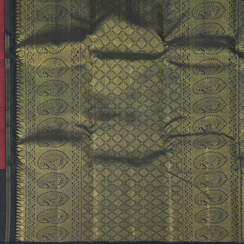 Hayagrivas Handloom Orange Kanjivaram Silk Saree with Black Border KBF386F1-1