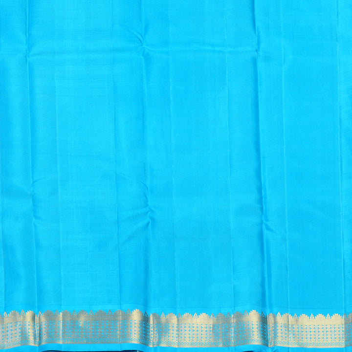 Hayagrivas Handloom Lemon Yellow Kanjivaram Silk Saree with Sky Blue Border KBF387F2-1