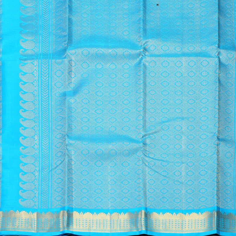 Hayagrivas Handloom Lemon Yellow Kanjivaram Silk Saree with Sky Blue Border KBF387F2-1