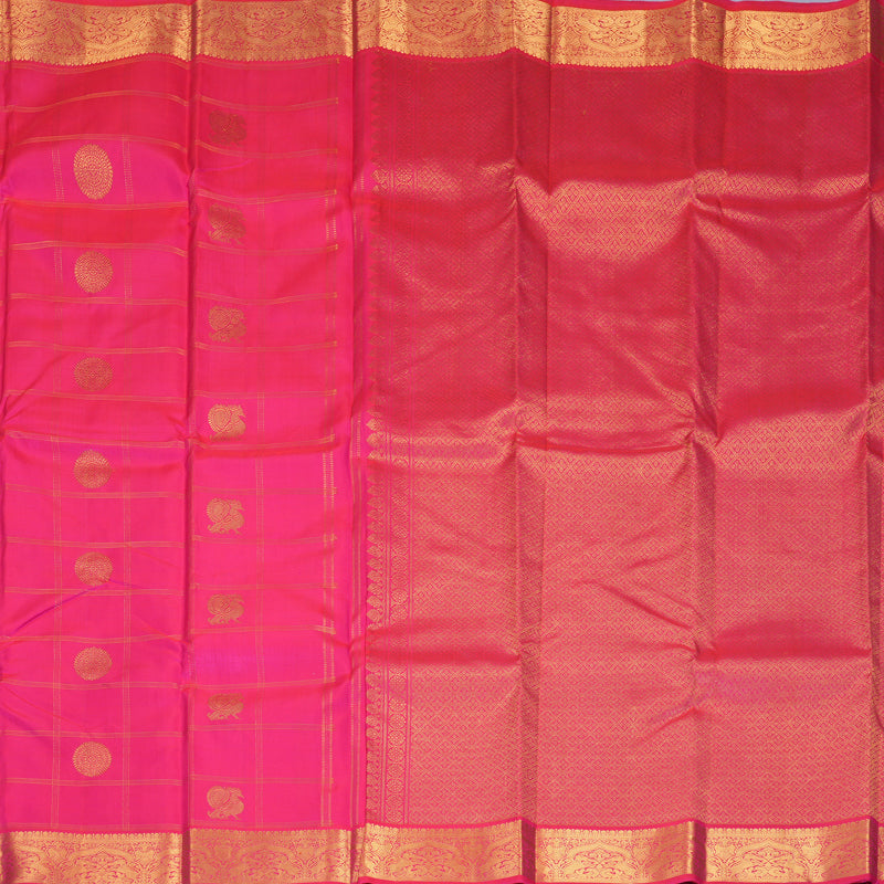 Hayagrivas Handloom Rani Pink Kanjivaram Silk Saree KBF388F3-1