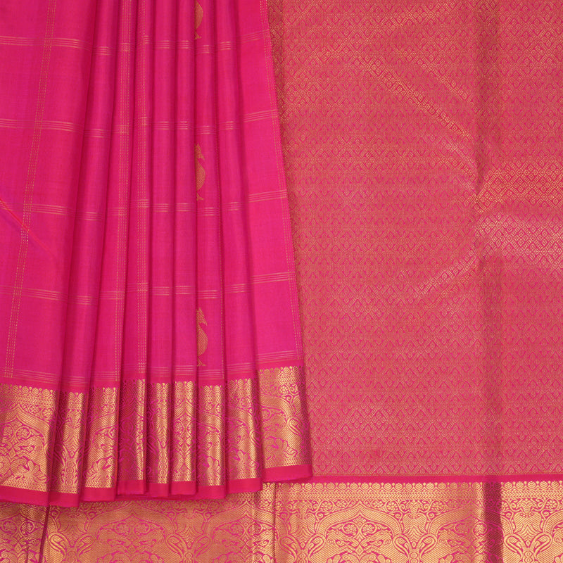 Hayagrivas Handloom Rani Pink Kanjivaram Silk Saree KBF388F3-1