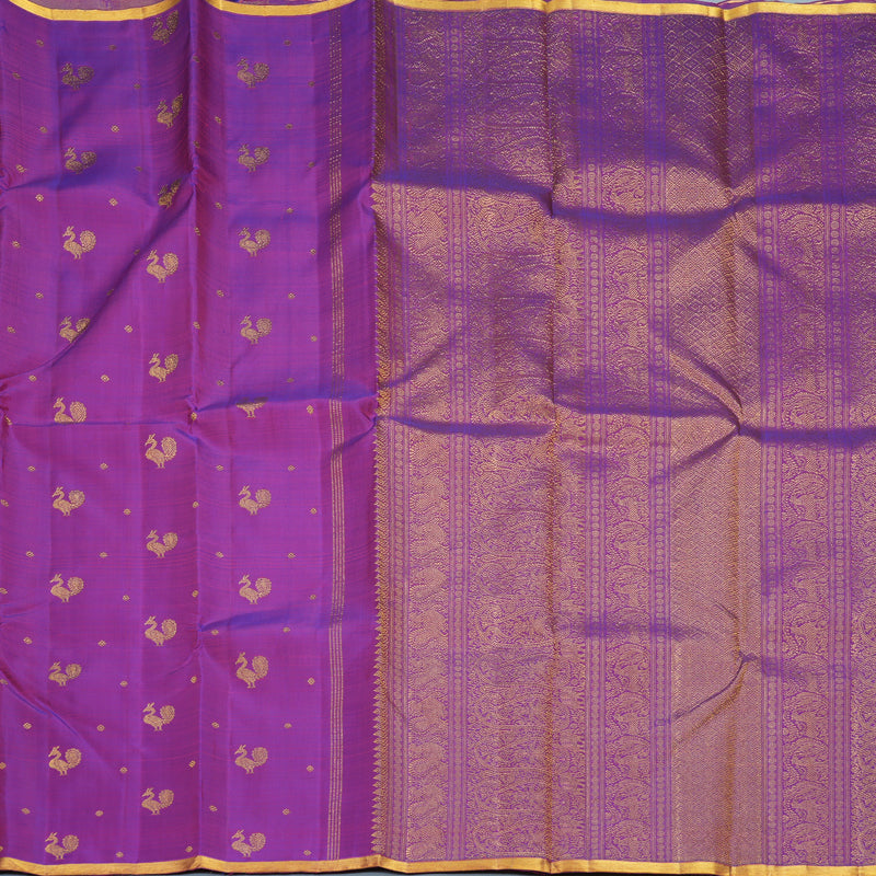 Hayagrivas Handloom Purple Kanjivaram Silk Saree KBF389F1-1