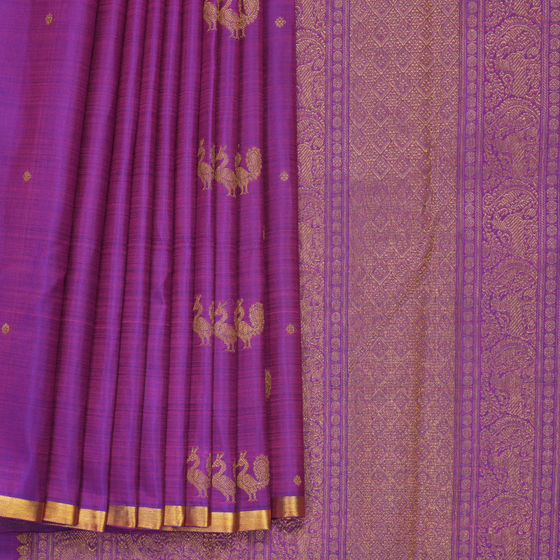 Hayagrivas Handloom Purple Kanjivaram Silk Saree KBF389F1-1