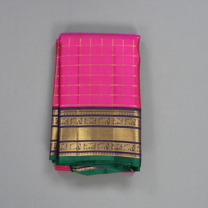 Hayagrivas Handloom Rani Pink Kanjivaram Silk Saree with Violet Border KBF389F11-1
