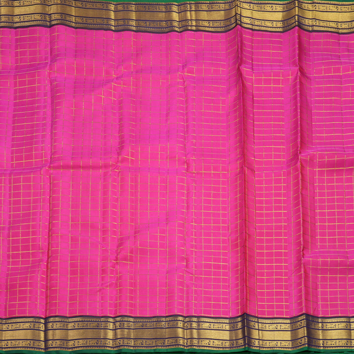 Hayagrivas Handloom Rani Pink Kanjivaram Silk Saree with Violet Border KBF389F11-1