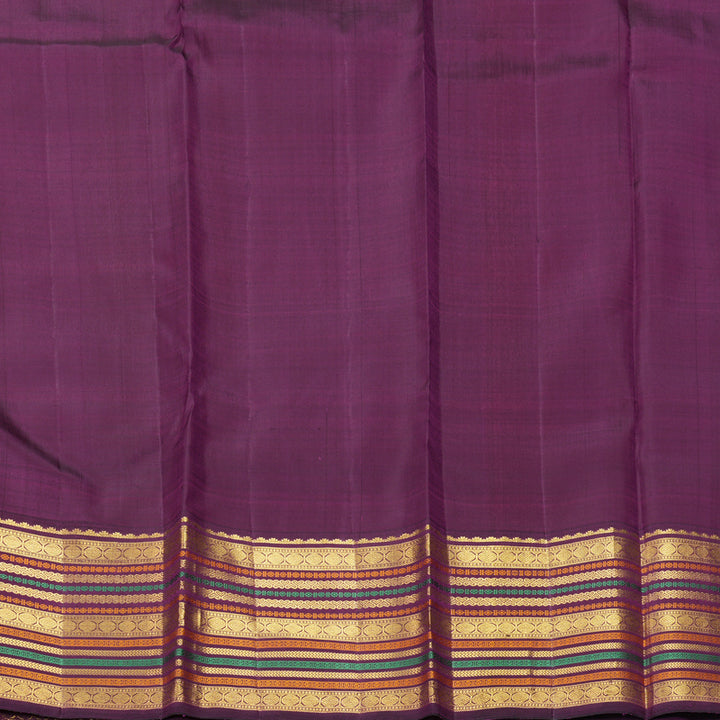 Hayagrivas Handloom Orange &amp; Pink Stripes Kanjivaram Silk Saree with Ganga Jamuna Border KBF389F4-1