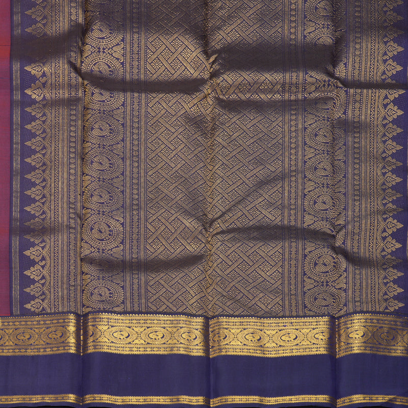 Hayagrivas Handloom Red Kanjivaram Silk Saree with Navy Blue Border KBF389F9-1