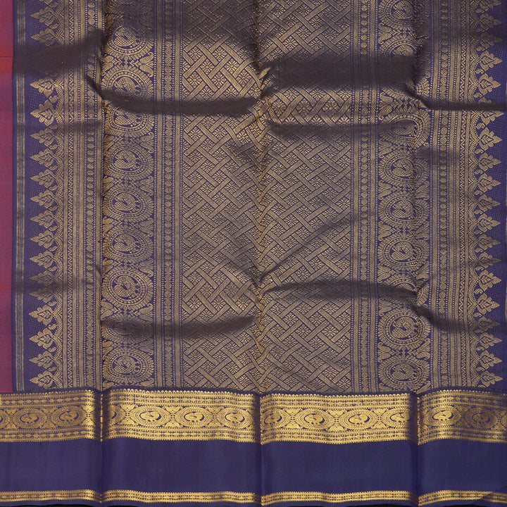Hayagrivas Handloom Red Kanjivaram Silk Saree with Navy Blue Border KBF389F9-1