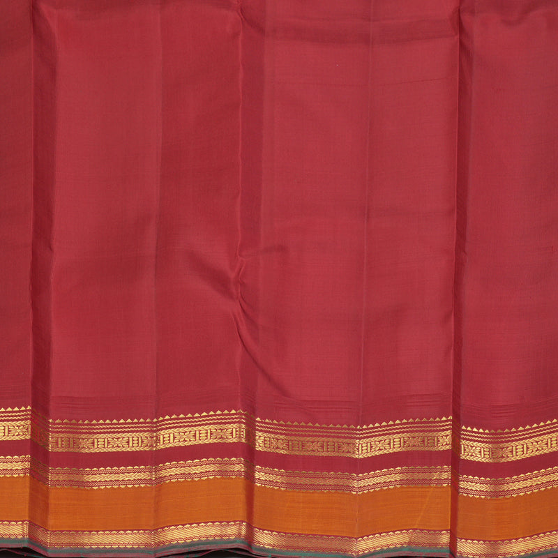 Hayagrivas Handloom Sandal Kanjivaram Silk Saree with Orange Border KBF390F6-1