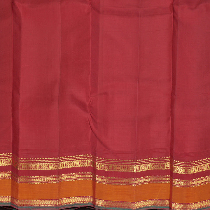Hayagrivas Handloom Sandal Kanjivaram Silk Saree with Orange Border KBF390F6-1