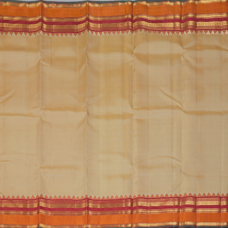 Hayagrivas Handloom Sandal Kanjivaram Silk Saree with Orange Border KBF390F6-1