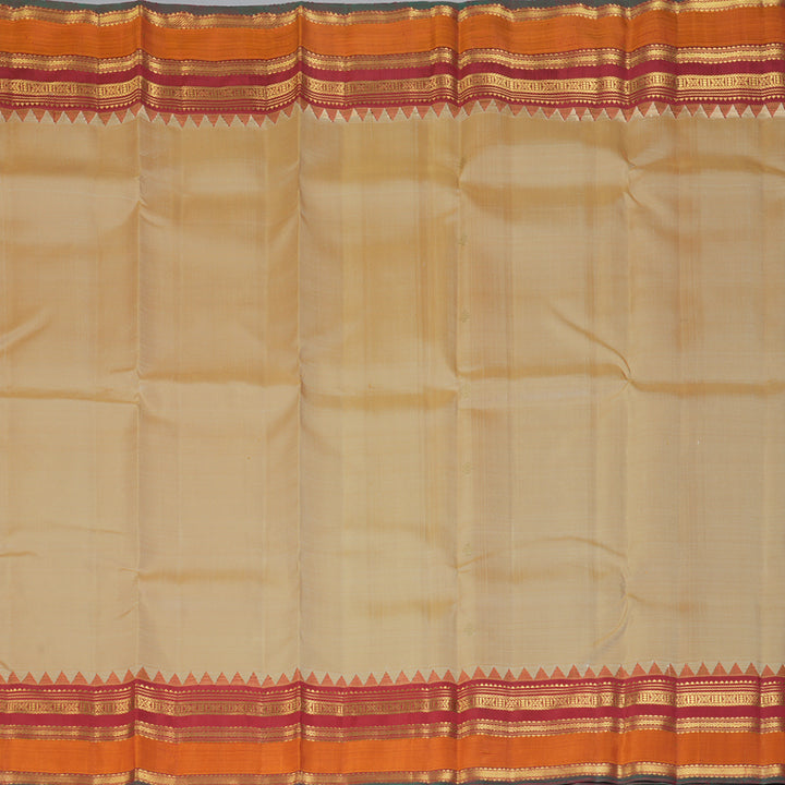 Hayagrivas Handloom Sandal Kanjivaram Silk Saree with Orange Border KBF390F6-1