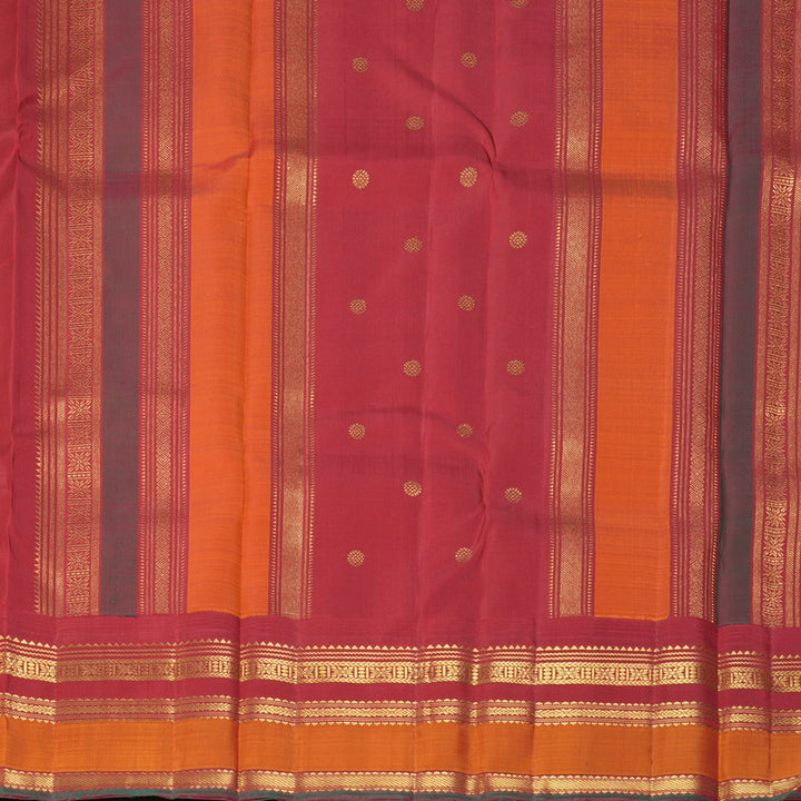 Hayagrivas Handloom Sandal Kanjivaram Silk Saree with Orange Border KBF390F6-1