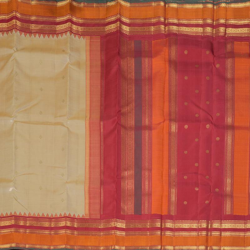 Hayagrivas Handloom Sandal Kanjivaram Silk Saree with Orange Border KBF390F6-1