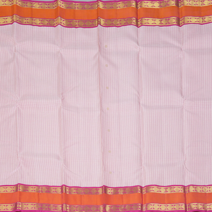 Hayagrivas Handloom Baby Pink Kanjivaram Silk Saree with Orange Border KBF390F7-1