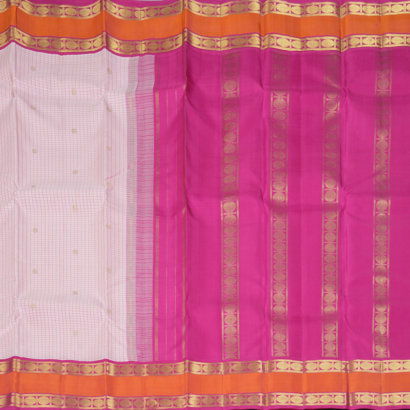 Hayagrivas Handloom Baby Pink Kanjivaram Silk Saree with Orange Border KBF390F7-1