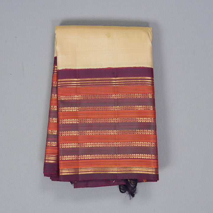 Hayagrivas Handloom Sandal Kanjivaram Silk Saree with Wine Maroon Border KBF390F8-1