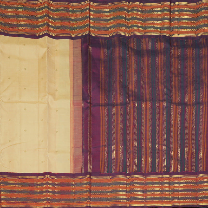 Hayagrivas Handloom Sandal Kanjivaram Silk Saree with Wine Maroon Border KBF390F8-1