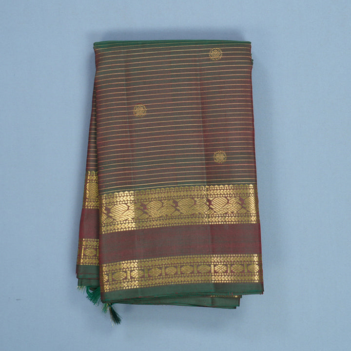 Hayagrivas Handloom Manthalir Green Kanjivaram Silk Saree KBF390F9-1