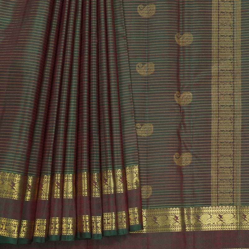 Hayagrivas Handloom Manthalir Green Kanjivaram Silk Saree KBF390F9-1