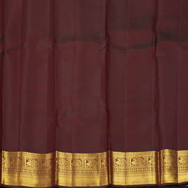 Hayagrivas Handloom Golden Yellow Kanjivaram Silk Saree with Dark Maroon Border KBF392F1-5