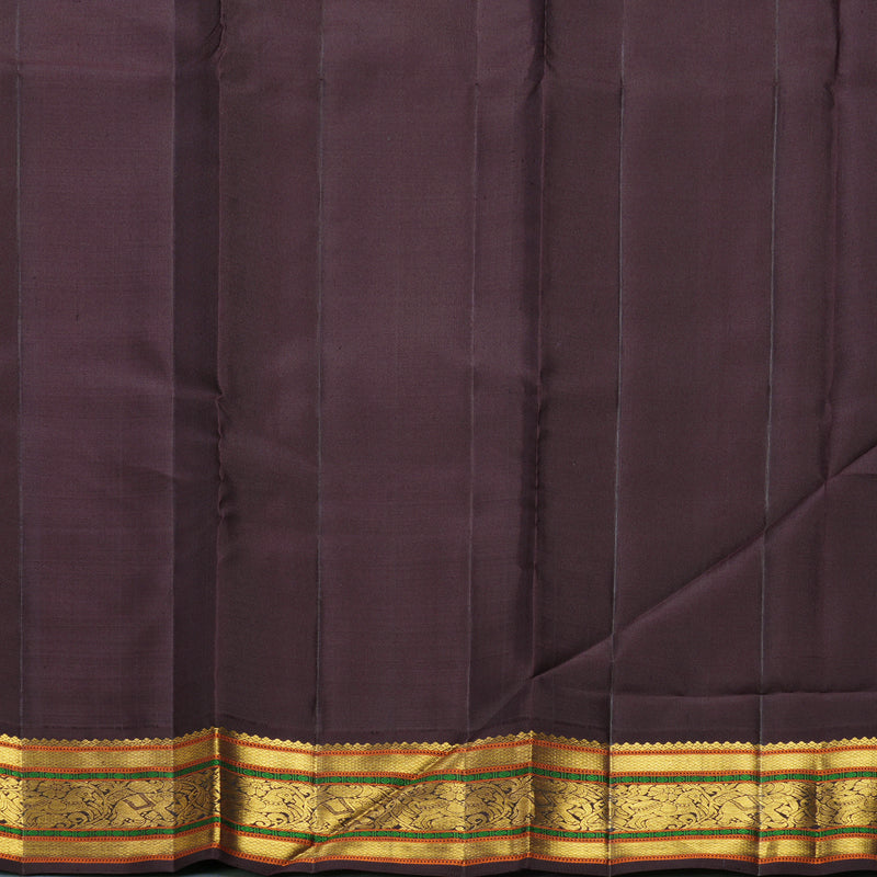 Hayagrivas Handloom Orange Kanjivaram Silk Saree with Plum Purple Border KBF392F2-1