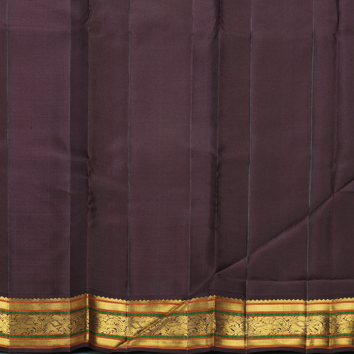Hayagrivas Handloom Orange Kanjivaram Silk Saree with Plum Purple Border KBF392F2-1