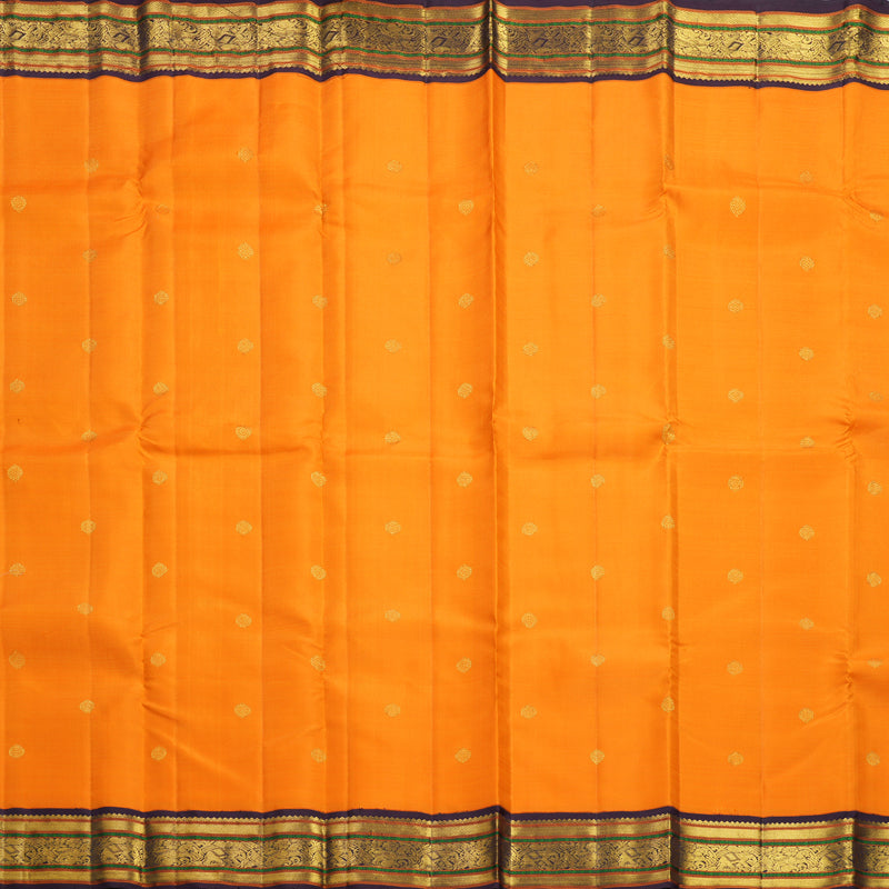 Hayagrivas Handloom Orange Kanjivaram Silk Saree with Plum Purple Border KBF392F2-1