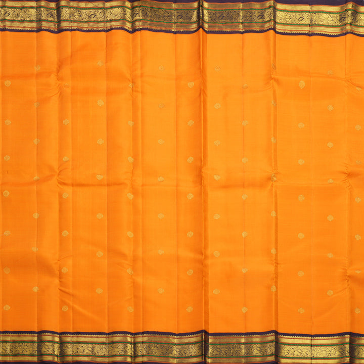 Hayagrivas Handloom Orange Kanjivaram Silk Saree with Plum Purple Border KBF392F2-1