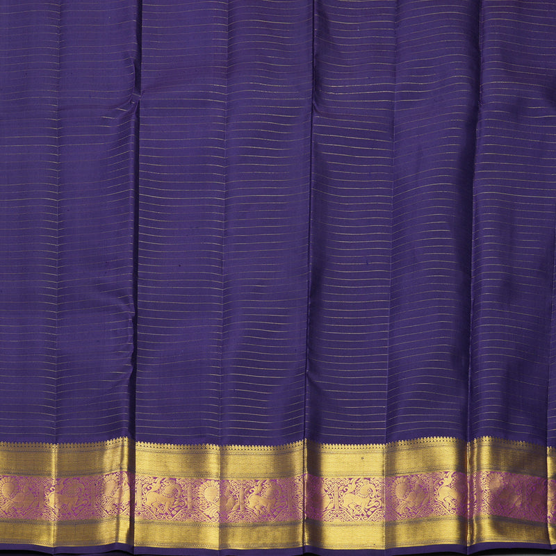 Hayagrivas Handloom Parrot Green Kanjivaram Silk Saree with Violet Border KBF392F3-1