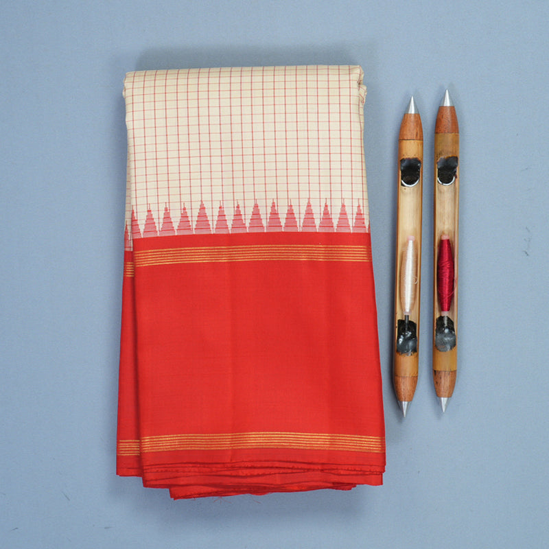 Hayagrivas Handloom Sandal Kanjivaram Silk Saree with Red Border KBF393F2-2