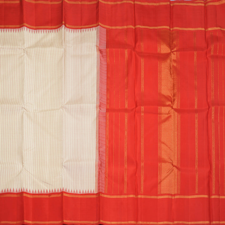 Hayagrivas Handloom Sandal Kanjivaram Silk Saree with Red Border KBF393F2-2