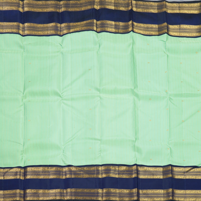 Hayagrivas Handloom Pista Green Kanjivaram Silk Saree with Dark Blue Border KBF393F7-1