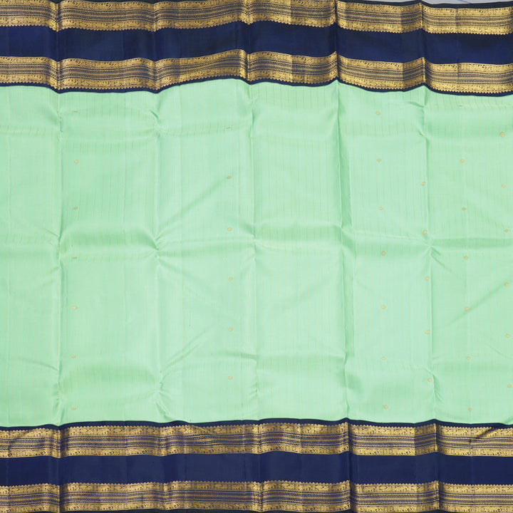 Hayagrivas Handloom Pista Green Kanjivaram Silk Saree with Dark Blue Border KBF393F7-1