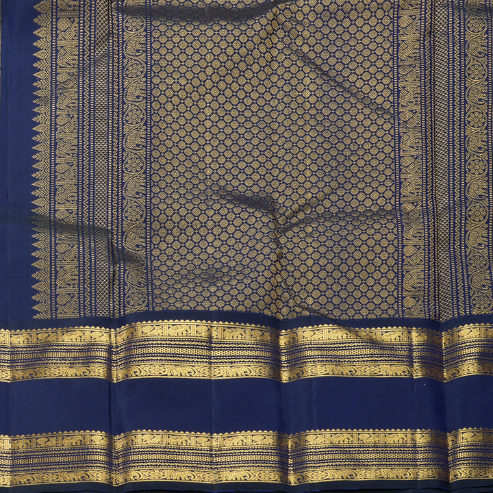 Hayagrivas Handloom Pista Green Kanjivaram Silk Saree with Dark Blue Border KBF393F7-1