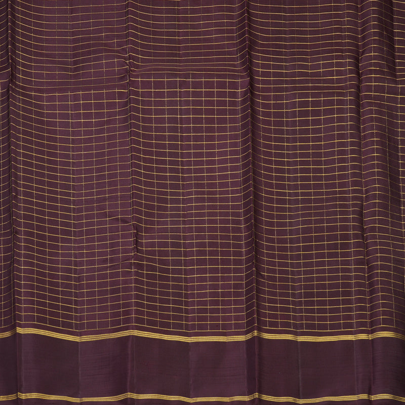 Hayagrivas Handloom Multicolour Checks Kanjivaram Silk Saree with Dark Plum Border KBF394F7-1