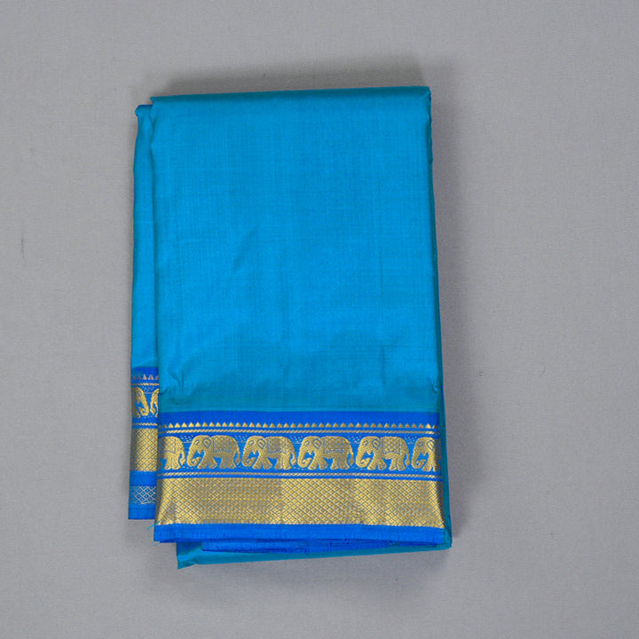 Hayagrivas Handloom Sky Blue Kanjivaram Silk Saree with Blue Border KBF395F1-18