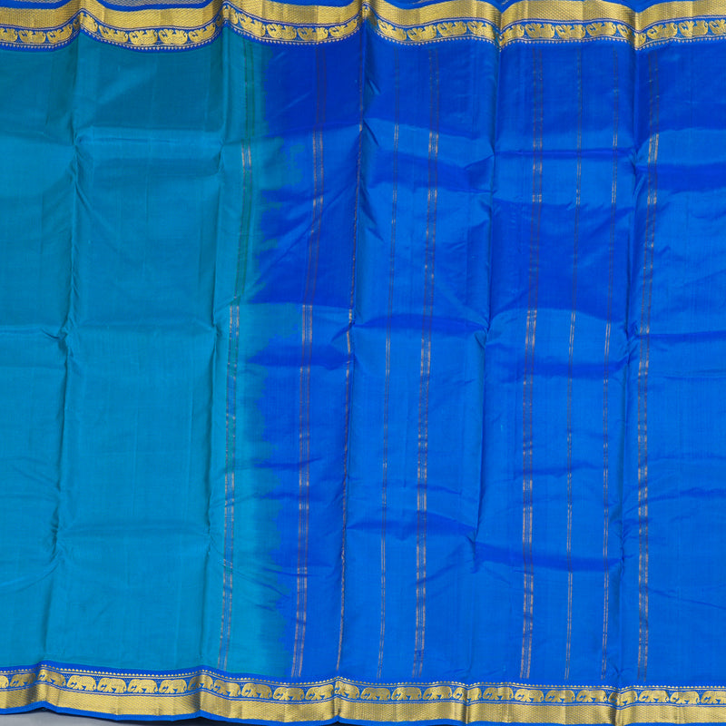 Hayagrivas Handloom Sky Blue Kanjivaram Silk Saree with Blue Border KBF395F1-18