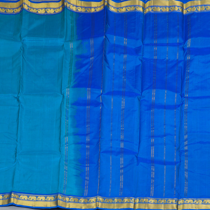 Hayagrivas Handloom Sky Blue Kanjivaram Silk Saree with Blue Border KBF395F1-18