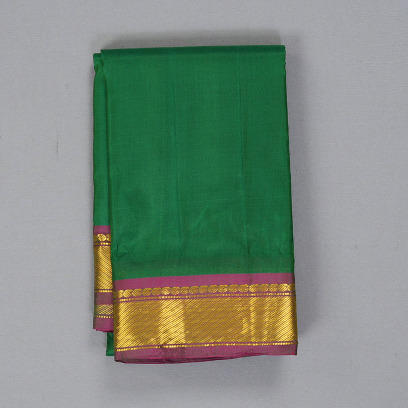 Hayagrivas Handloom Green Kanjivaram Silk Saree with Purple Border KBF395F1-25