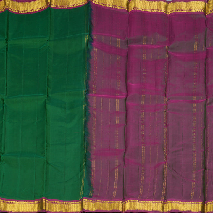 Hayagrivas Handloom Green Kanjivaram Silk Saree with Purple Border KBF395F1-25