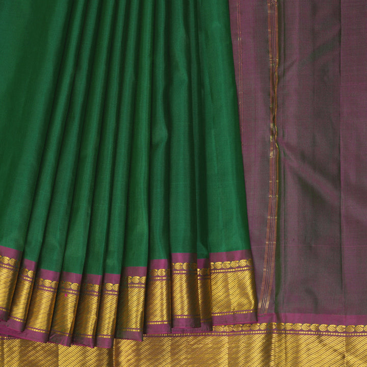 Hayagrivas Handloom Green Kanjivaram Silk Saree with Purple Border KBF395F1-25