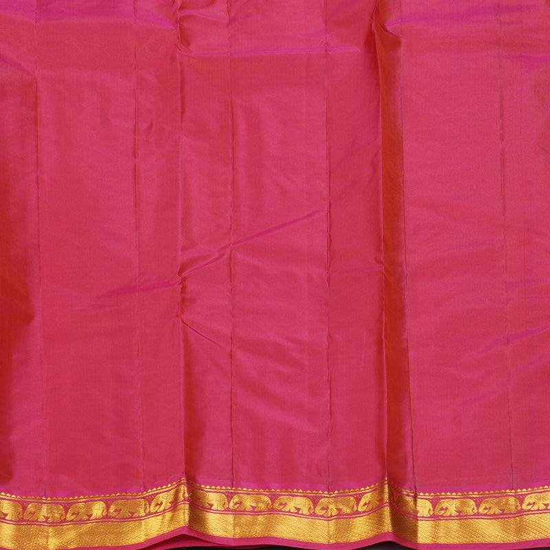 Hayagrivas Handloom Sunset Orange Kanjivaram Silk Saree with Pink Border KBF395F1-33