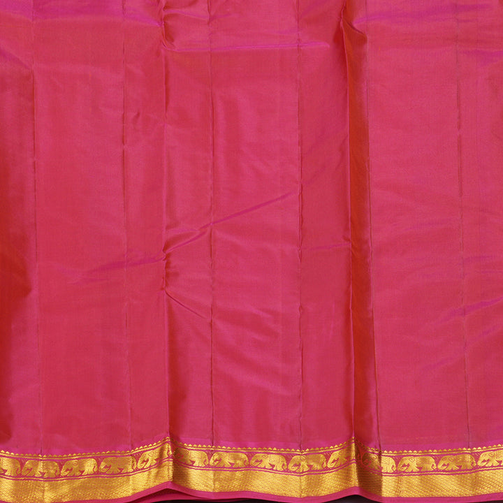 Hayagrivas Handloom Sunset Orange Kanjivaram Silk Saree with Pink Border KBF395F1-33