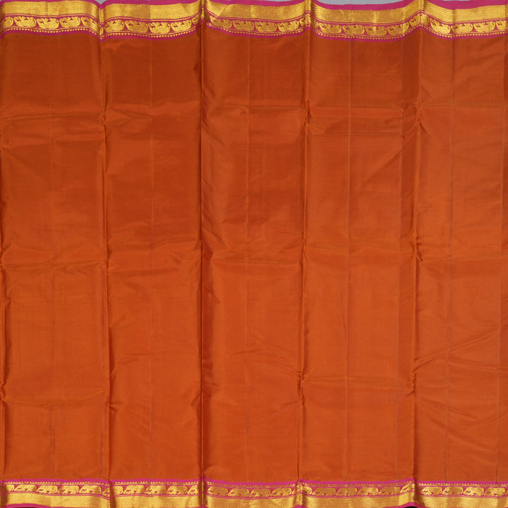 Hayagrivas Handloom Sunset Orange Kanjivaram Silk Saree with Pink Border KBF395F1-33