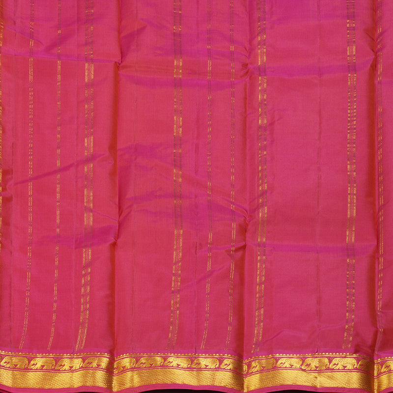 Hayagrivas Handloom Sunset Orange Kanjivaram Silk Saree with Pink Border KBF395F1-33